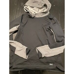 Under Armour ColdGear Hoodie Black Gray Loose Fit Women's Medium Athletic